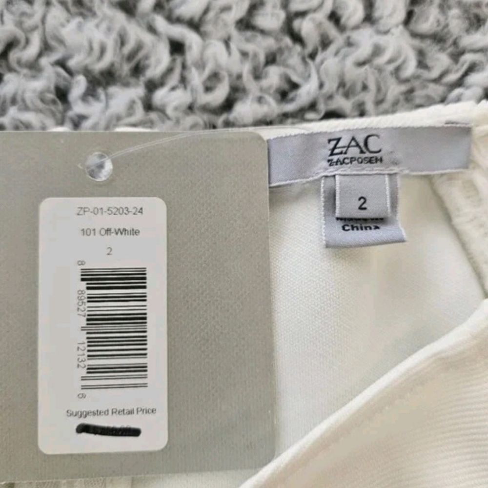 Zac Posen Off White Mini Dress US 2 XS Short Sleeve Graduation Prom Bachelorette - Picture 5 of 15